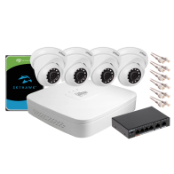 Zestaw monitoringu IP Dahua NVR 1TB 4 kamery kopułowe 2MPx