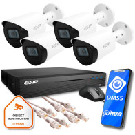 Zestaw monitoringu 4 kamer tubowych IP EZ-IP by Dahua niezawodna ochrona 2K
