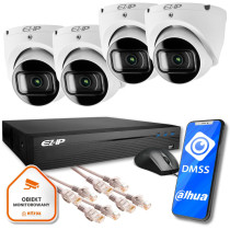 Zestaw monitoringu 4 kamer kopułkowych IP EZ-IP by Dahua niezawodna ochrona 2K