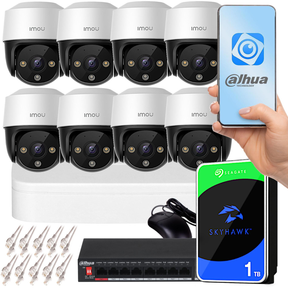 Zestaw monitoringu Imou 8 kamer obrotowych 2MPx PoE