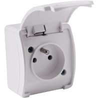 Gniazdo natynkowe pojedyncze z uziemieniem, z klapką VIPLAST KOALA BIAŁE IP44 161-01