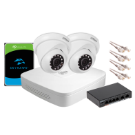 Zestaw monitoringu IP Dahua NVR 1TB 2 kamery kopułowe 2MPx