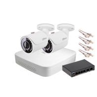 Zestaw monitoringu IP Dahua NVR 2 kamery tubowe 2MPx